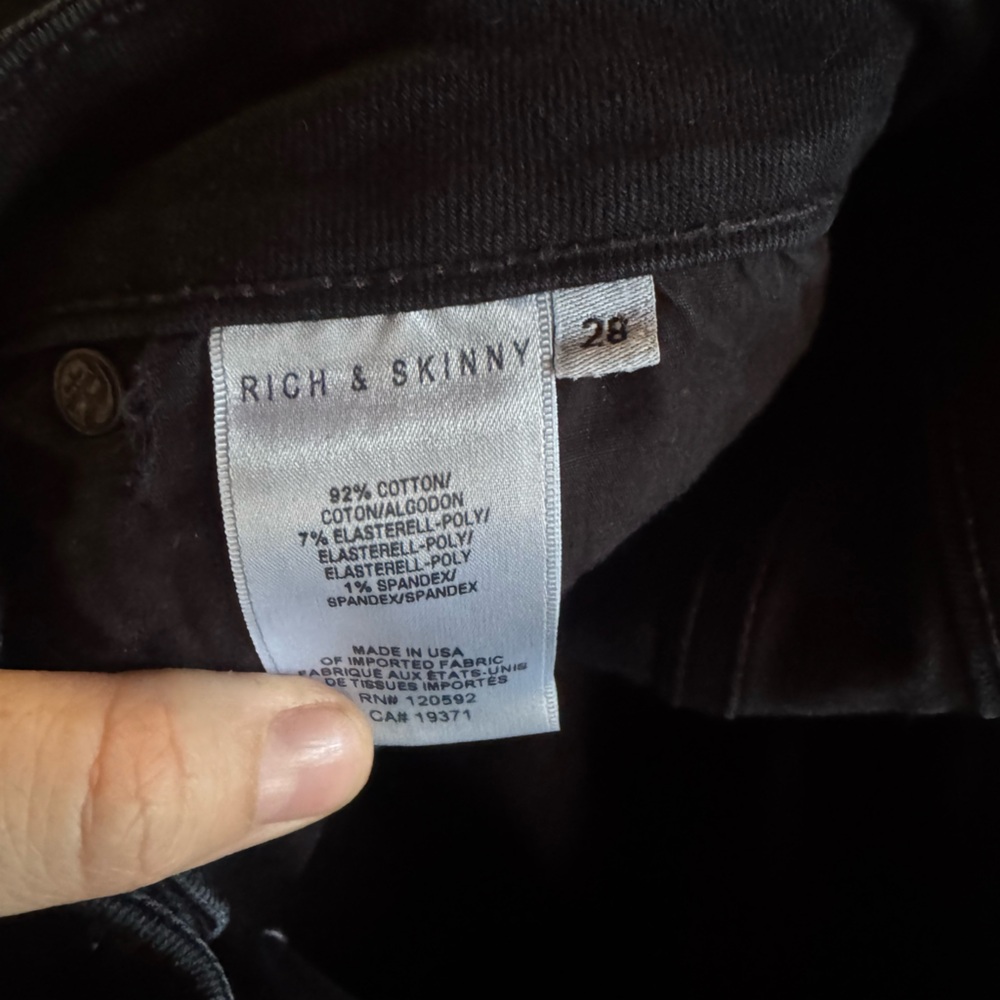 Rich & Skinny Black Mid-Rise Skinny Jeans - Size 28 - Picture 5 of 5